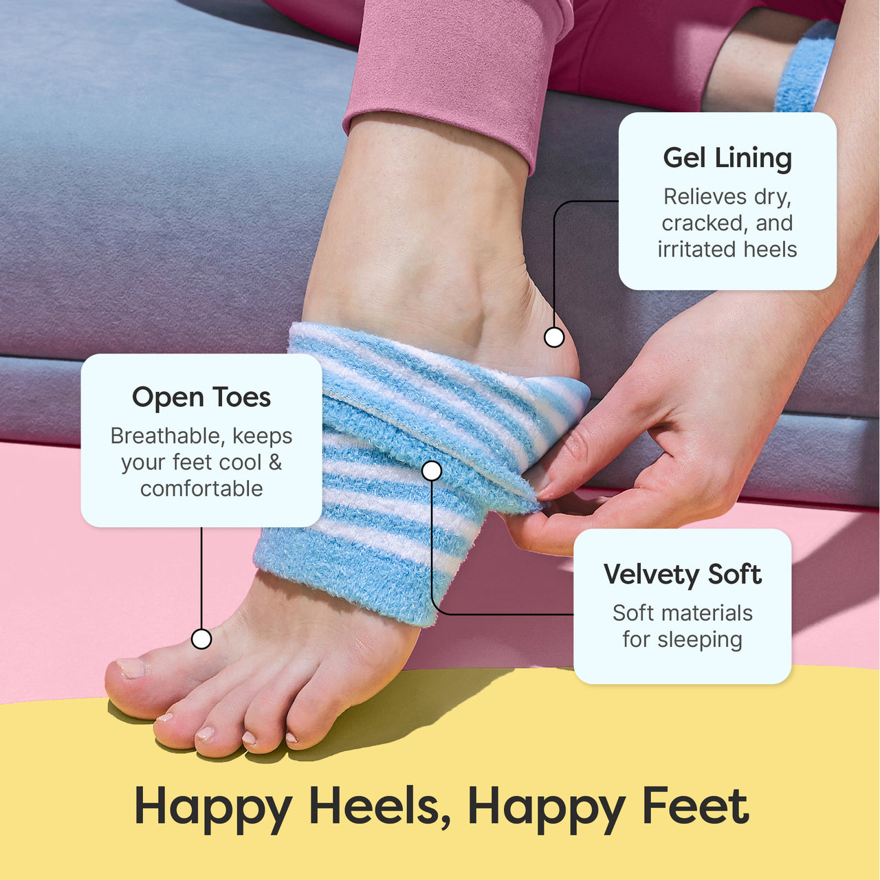 Moisturizing Gel Heel Socks - Fuzzy - ZenToes