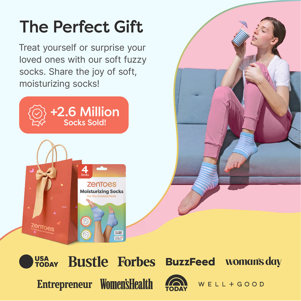 Moisturizing Gel Heel Socks - Fuzzy - ZenToes