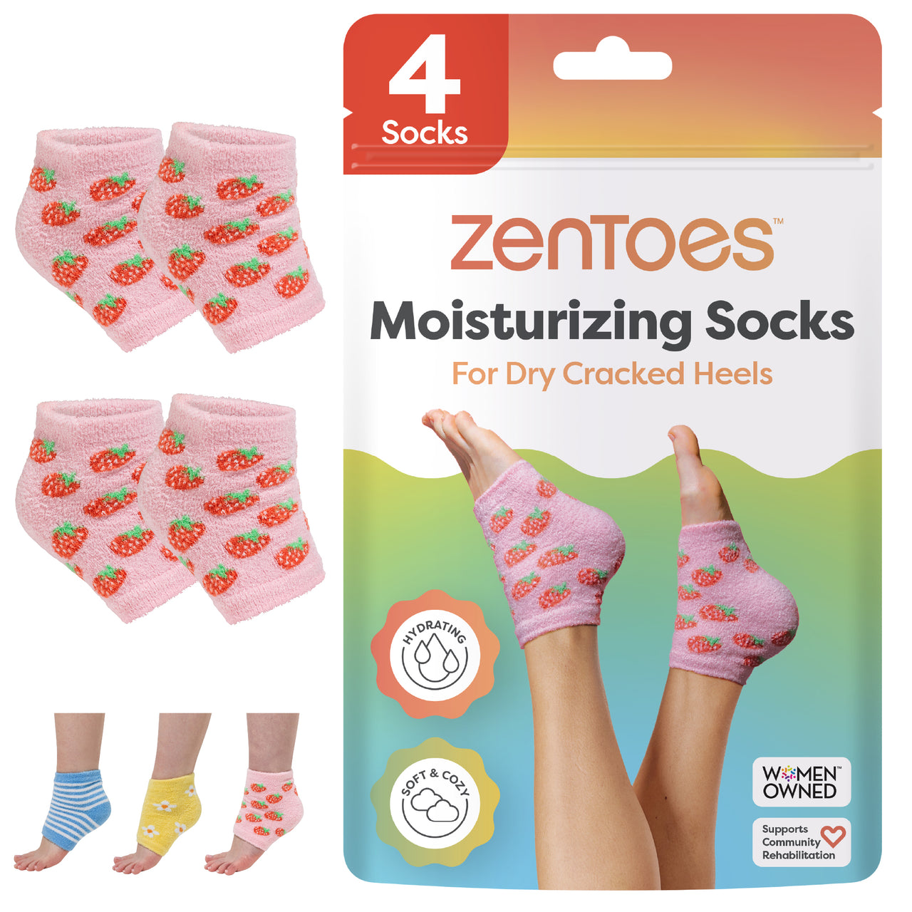 Moisturizing Gel Heel Socks - Fuzzy - ZenToes