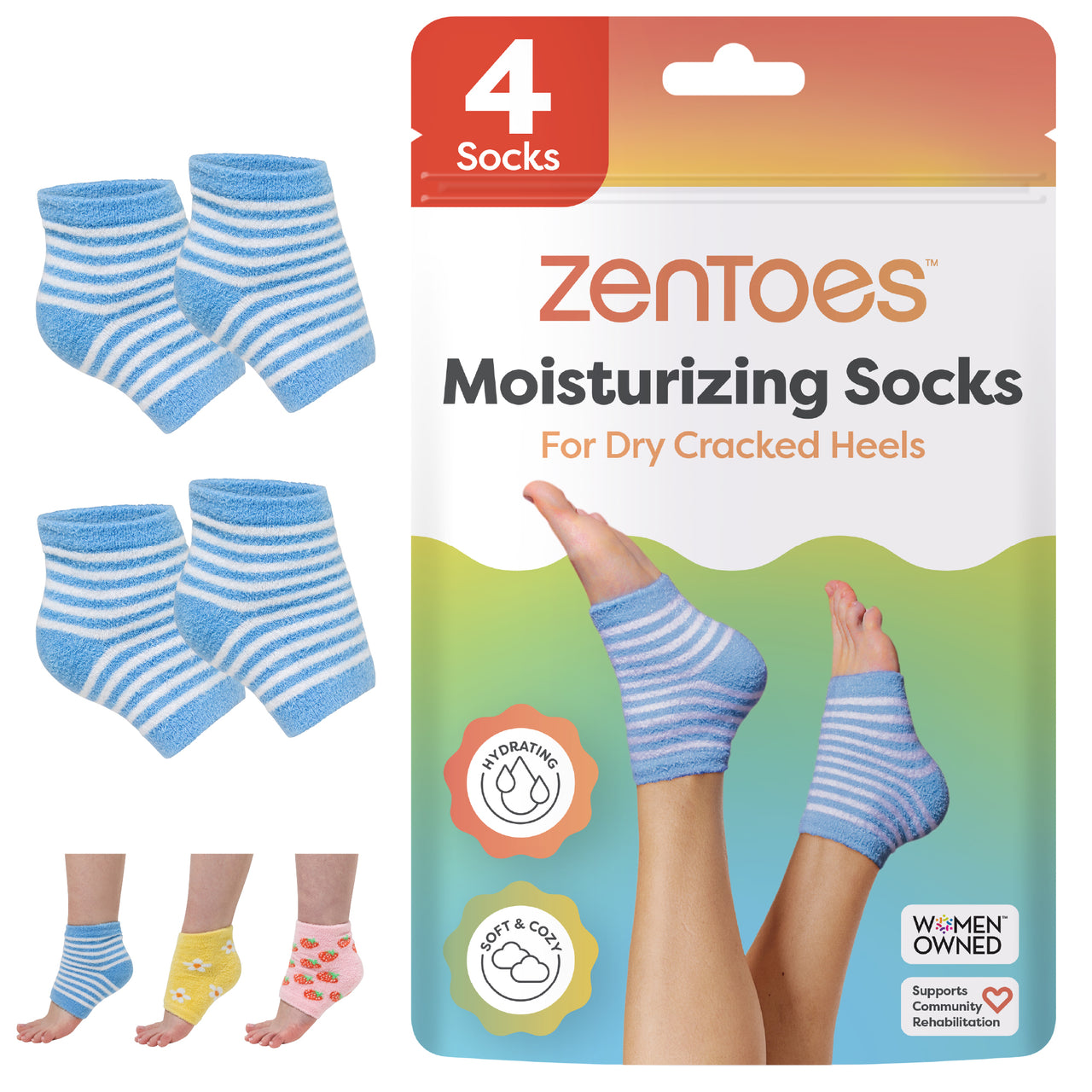 Moisturizing Gel Heel Socks - Fuzzy - ZenToes