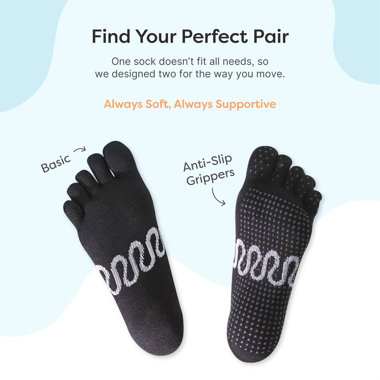 Cotton Toe Socks for Pilates & Yoga