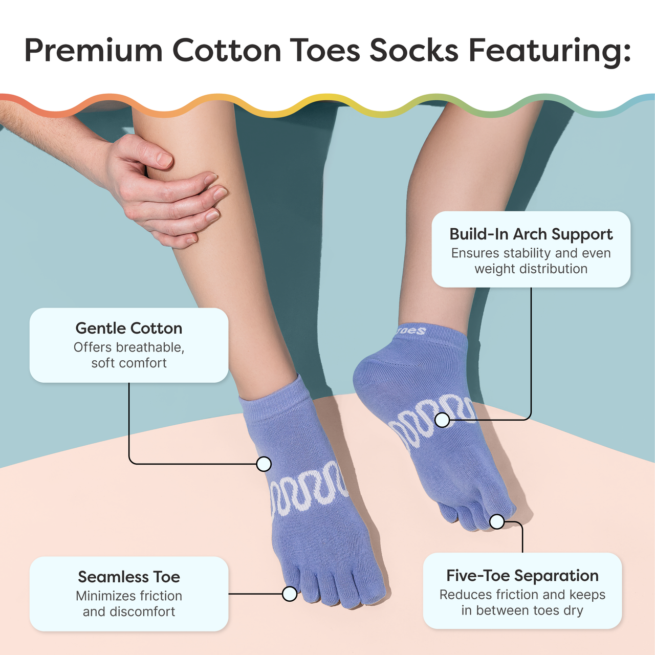 Cotton Toe Socks for Pilates & Yoga