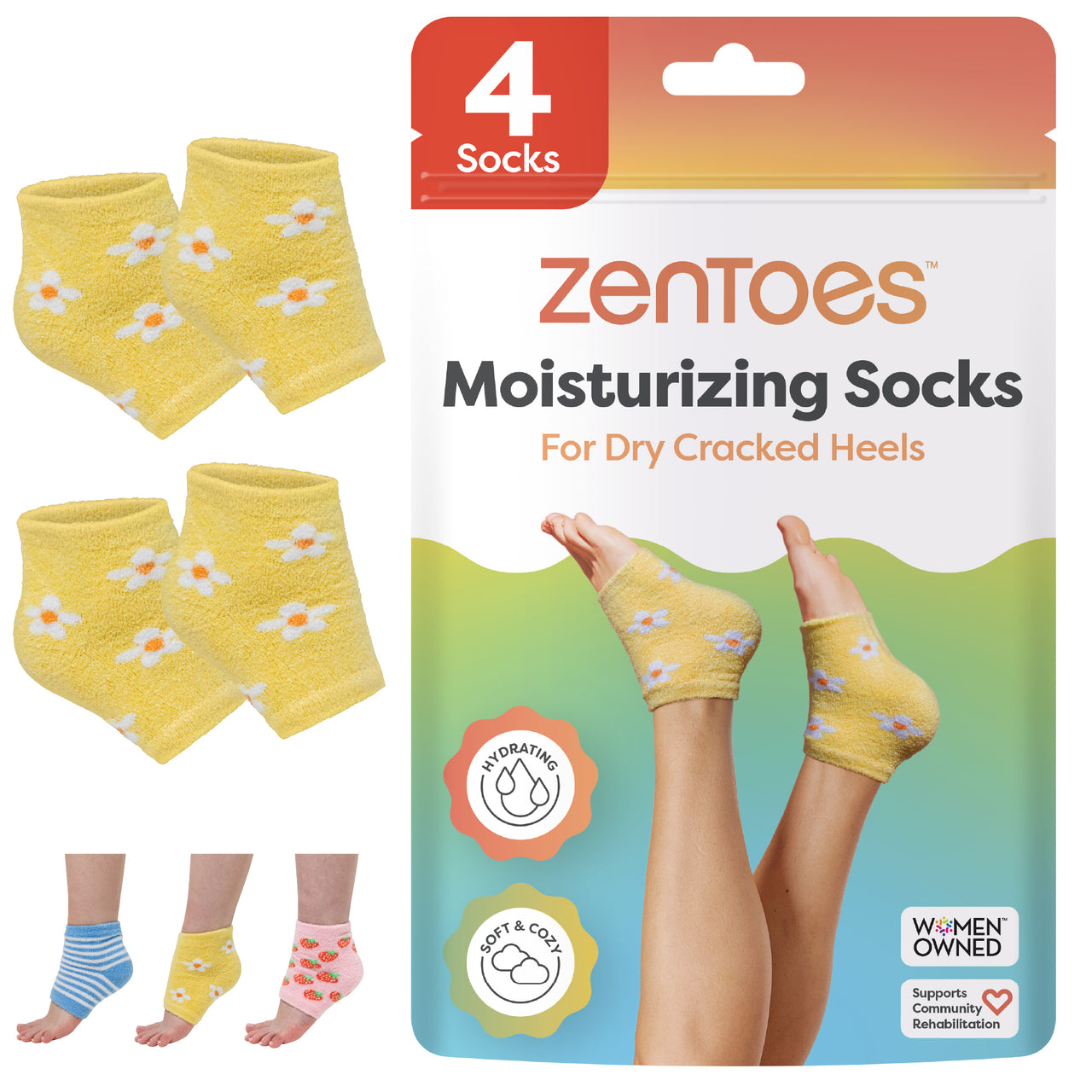 Moisturizing Gel Heel Socks - Fuzzy - ZenToes