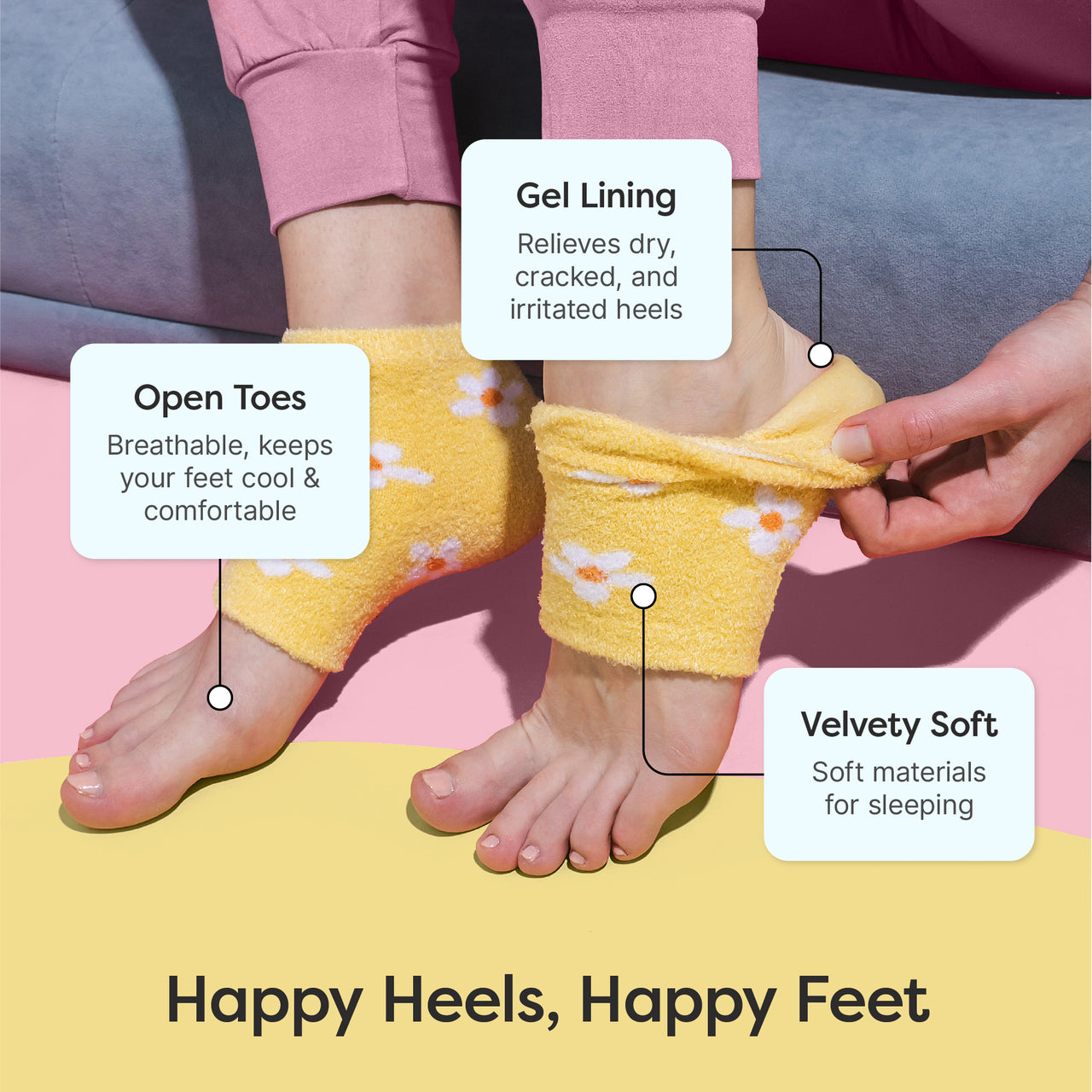 Fuzzy Moisturizing Gel Heel Socks - Spring Variety Pack - ZenToes