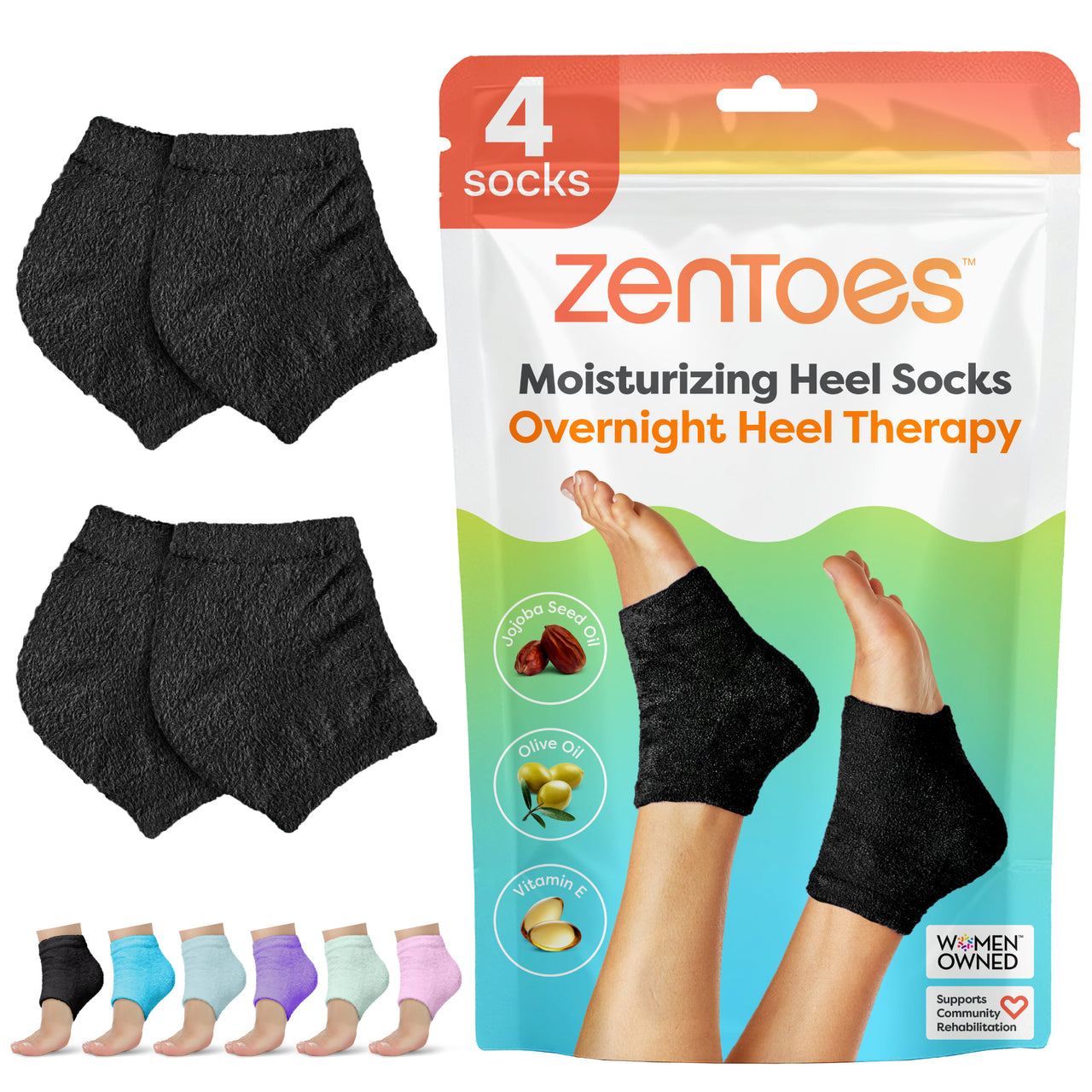Fuzzy Moisturizing Gel Heel Socks - Wide Width - ZenToes