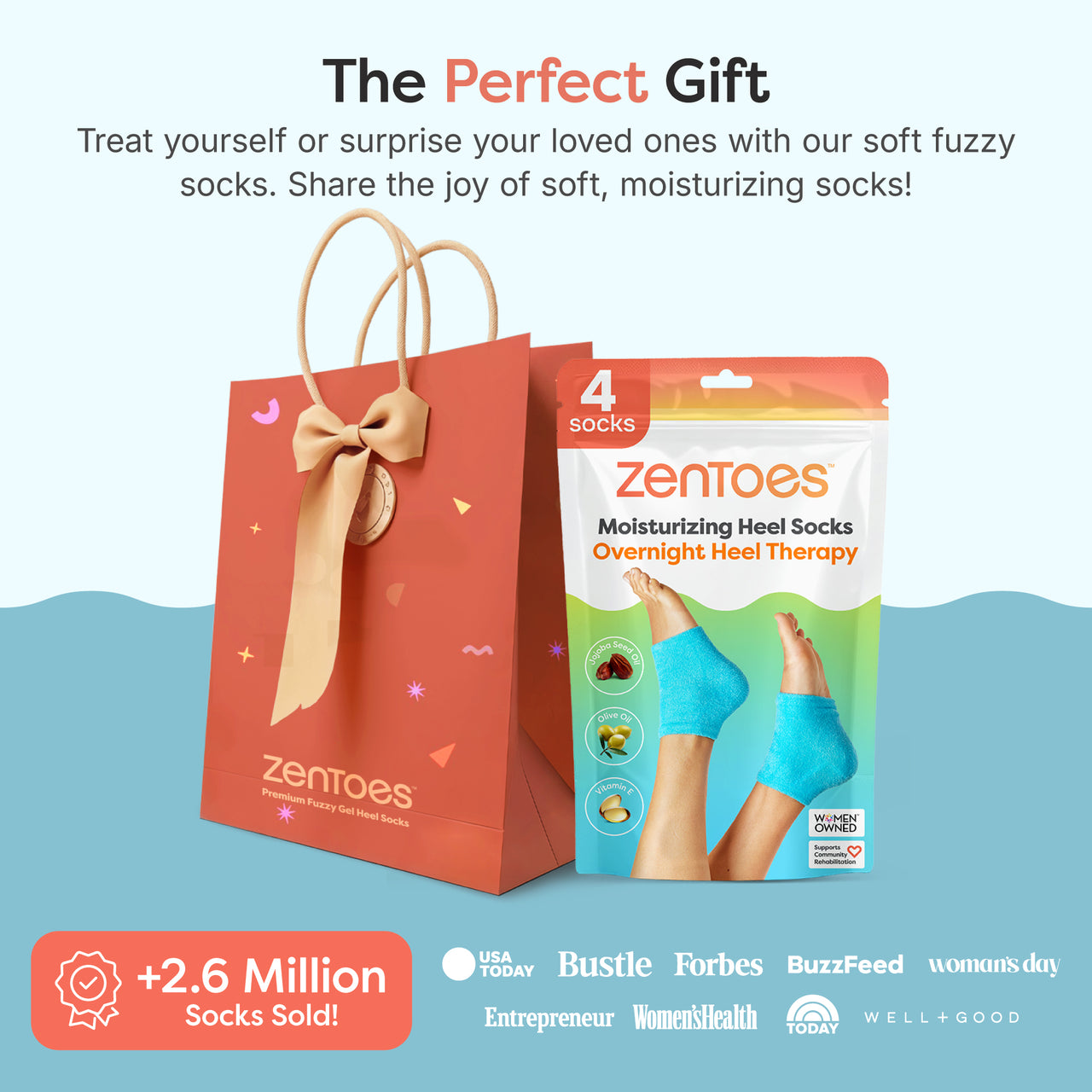 Fuzzy Moisturizing Gel Heel Socks - Wide Width - ZenToes