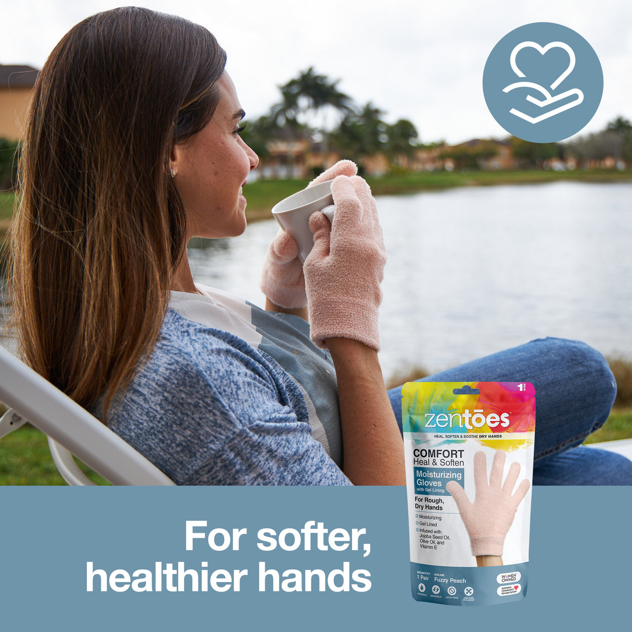 Gel Lined Moisturizing Gloves for Dry Hands - 1 Pair - ZenToes