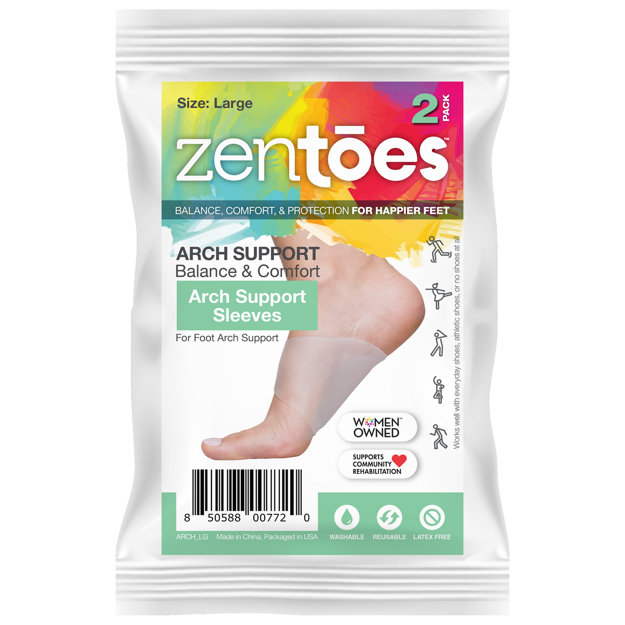 Gel Arch Support Sleeves - 1 Pair - ZenToes