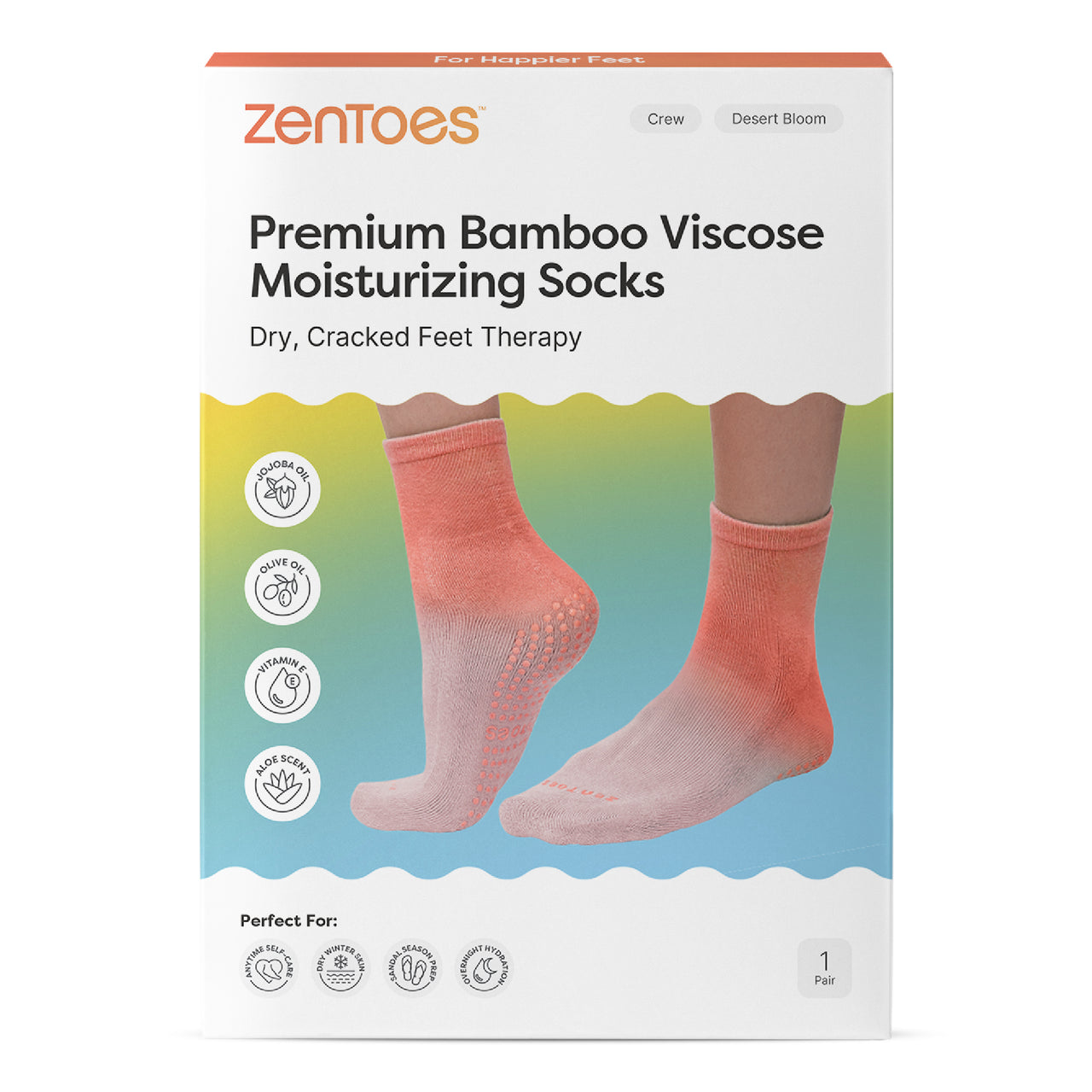 Bamboo Viscose Blend Moisturizing Socks with Anti Slip Grippers