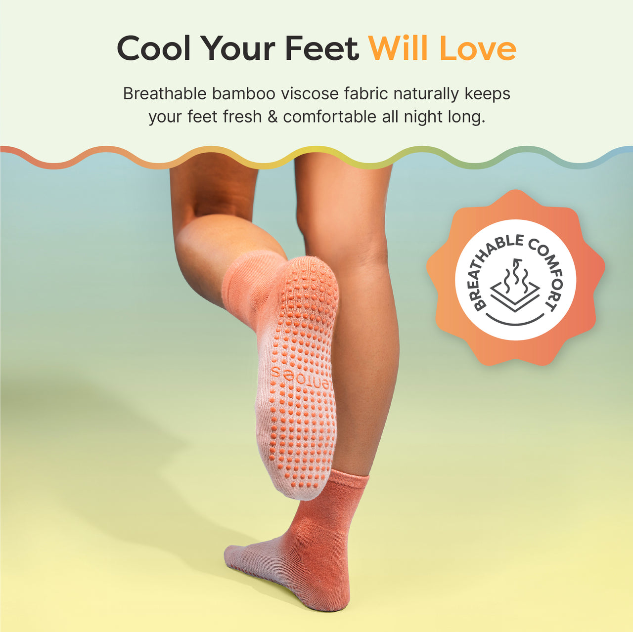 Bamboo Viscose Blend Moisturizing Socks with Anti Slip Grippers