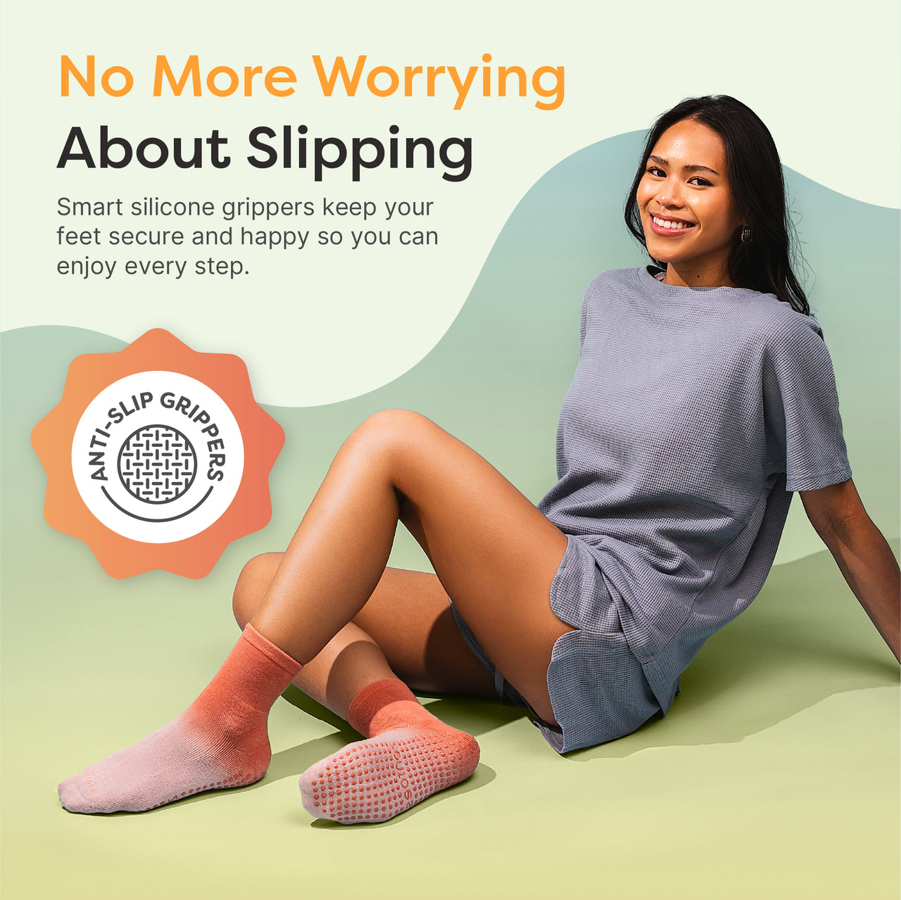 Bamboo Viscose Blend Moisturizing Socks with Anti Slip Grippers