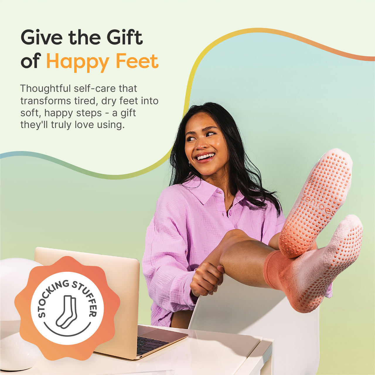 Bamboo Viscose Blend Moisturizing Socks with Anti Slip Grippers