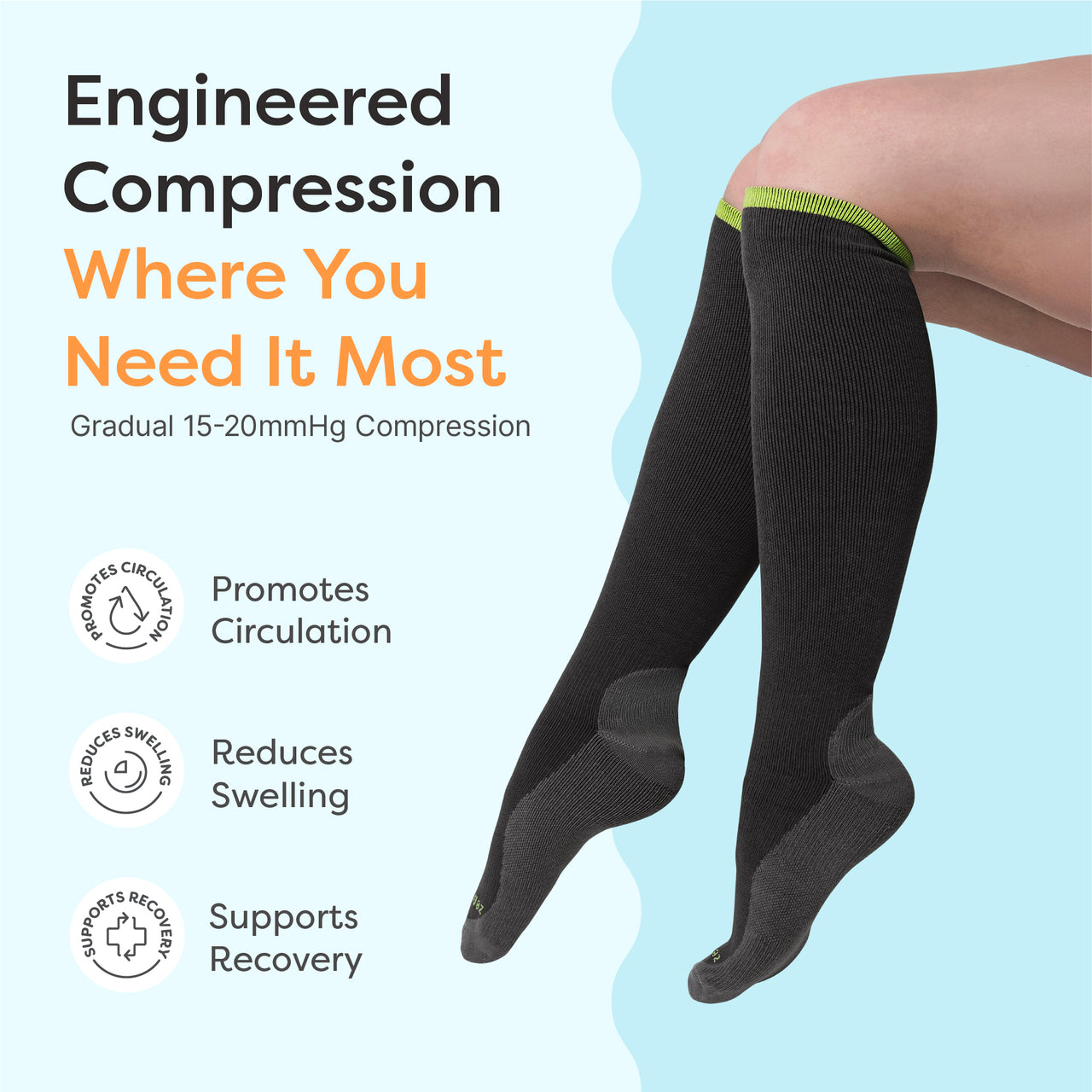 Compression Socks with Anti-Slip Grippers