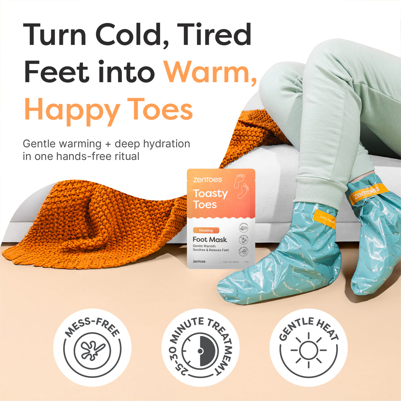 Heating Foot Mask Infused with Shea Butter & Cinnamon Oil