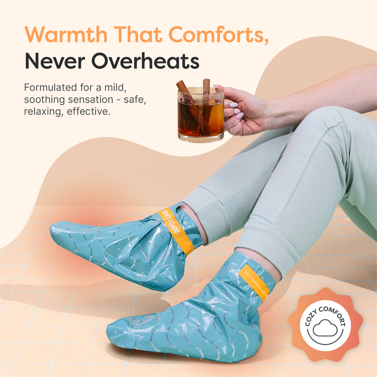 Heating Foot Mask Infused with Shea Butter & Cinnamon Oil
