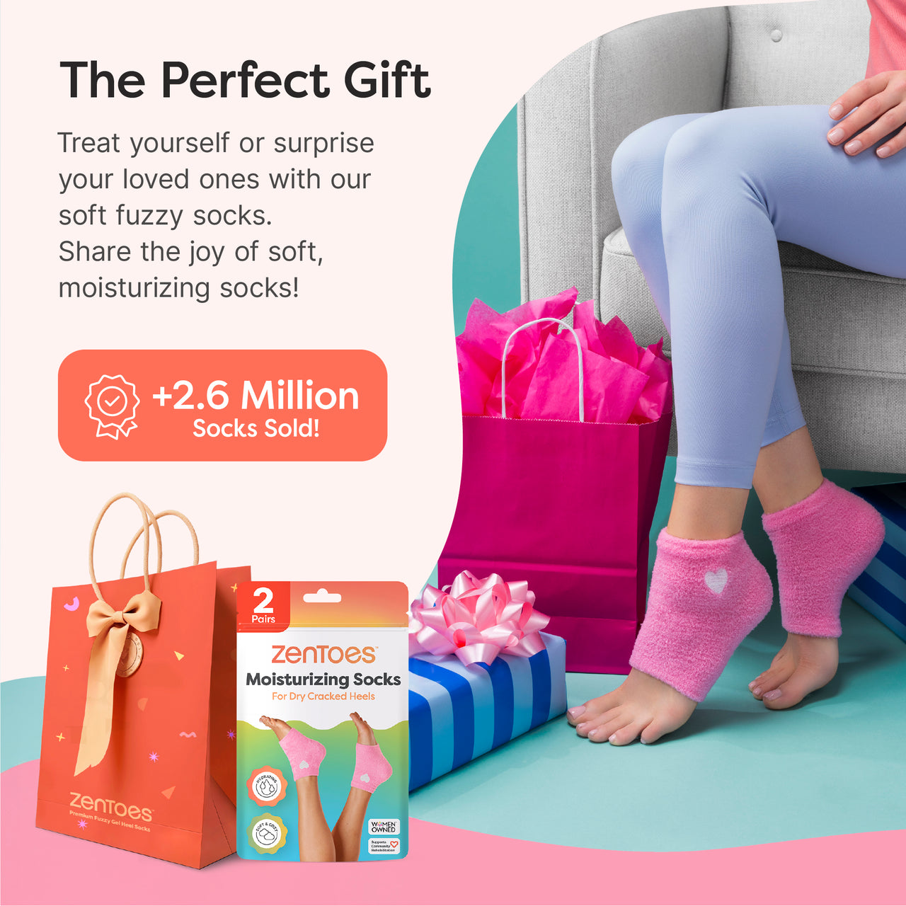 Moisturizing Gel Heel Socks - Fuzzy