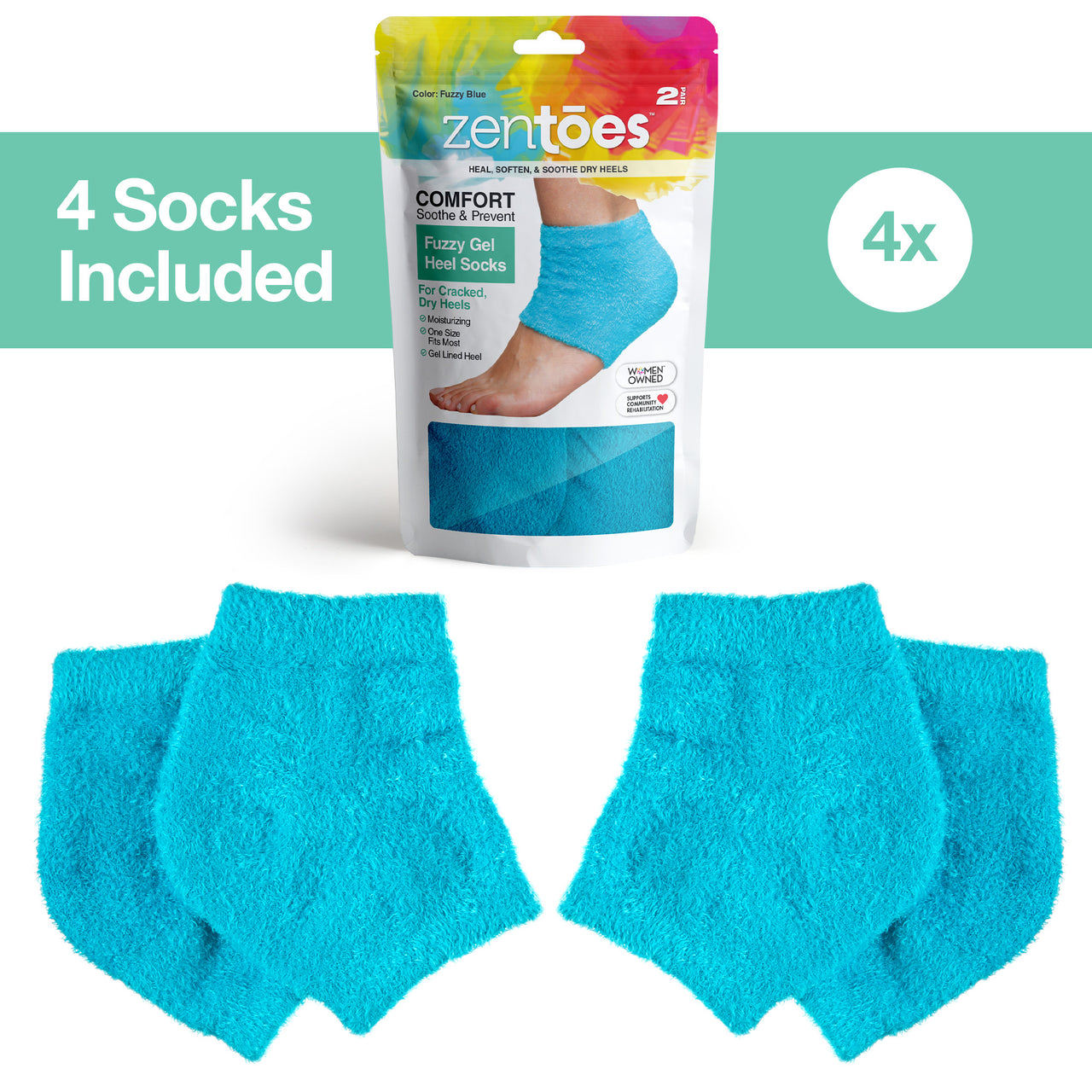 NEW Wide Width Moisturizing Gel Heel Socks - Fuzzy - ZenToes