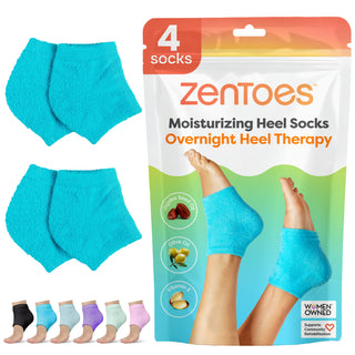 Fuzzy Moisturizing Gel Heel Socks - Wide Width - ZenToes