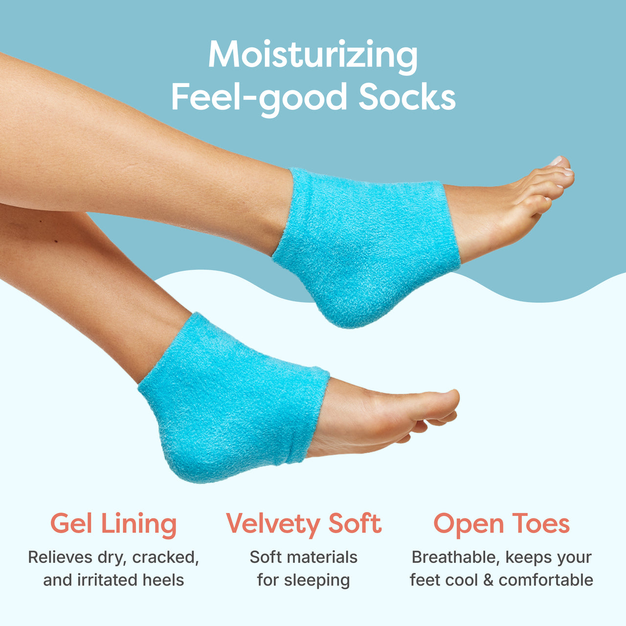 Fuzzy Moisturizing Gel Heel Socks - Wide Width