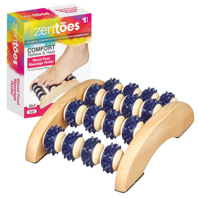 Wooden Foot Massager with Accupressure Rollers - ZenToes
