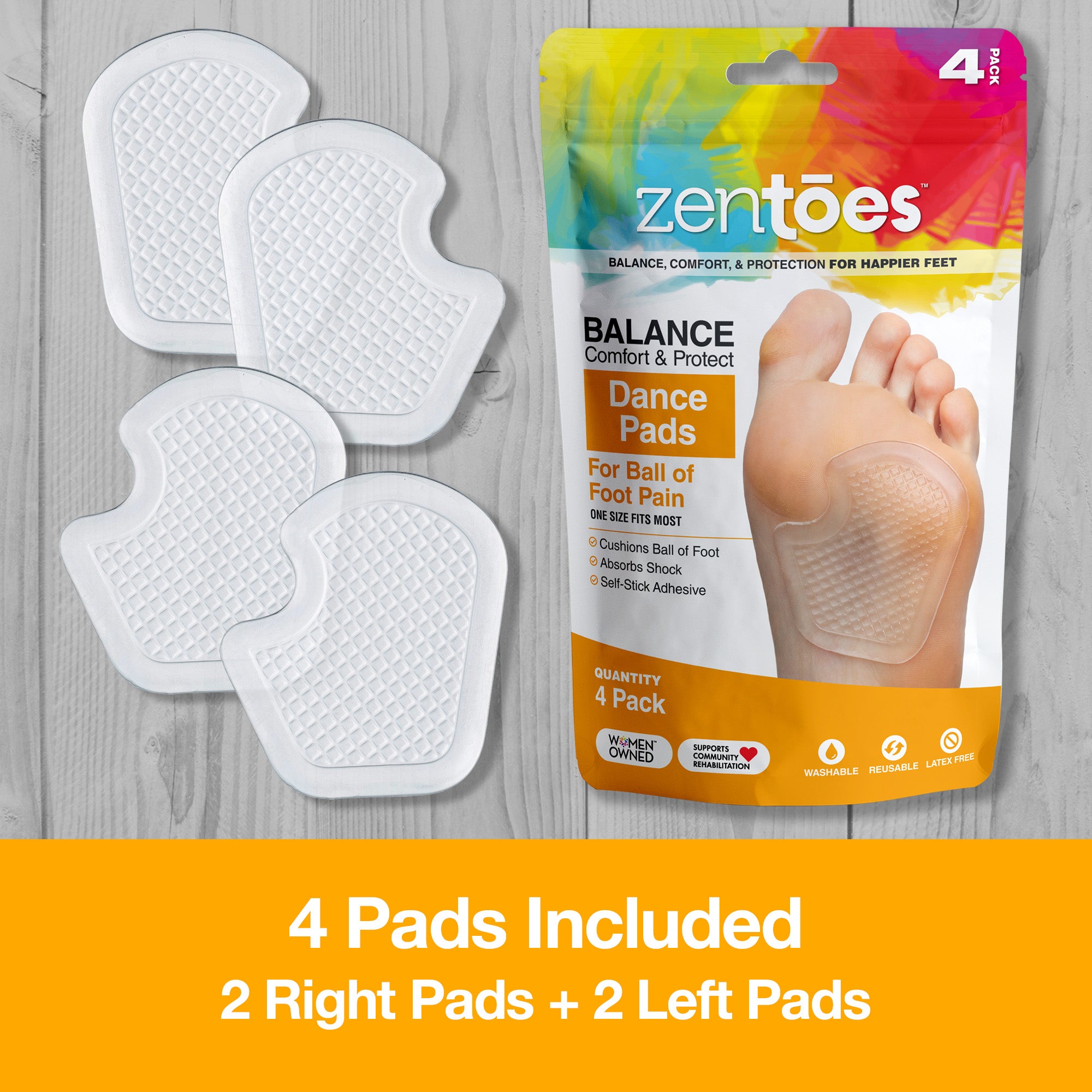 Repositionable Gel Pads for Ball of Foot - 2 Pairs – ZenToes