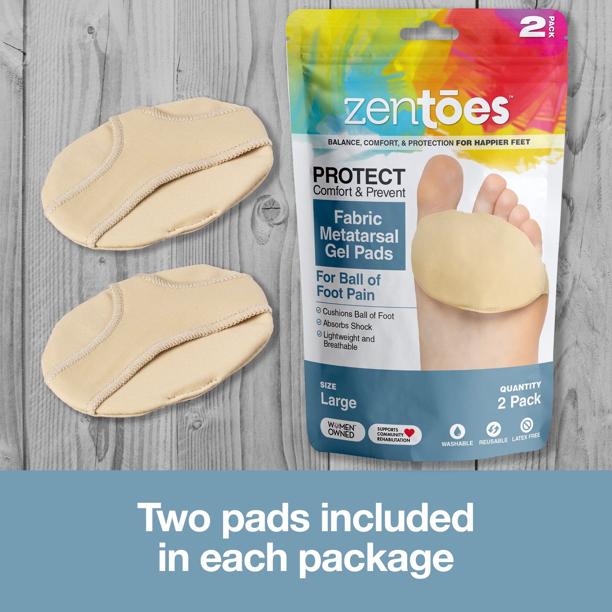 Fabric Metatarsal Sleeves with Gel Pads - 1 Pair - ZenToes
