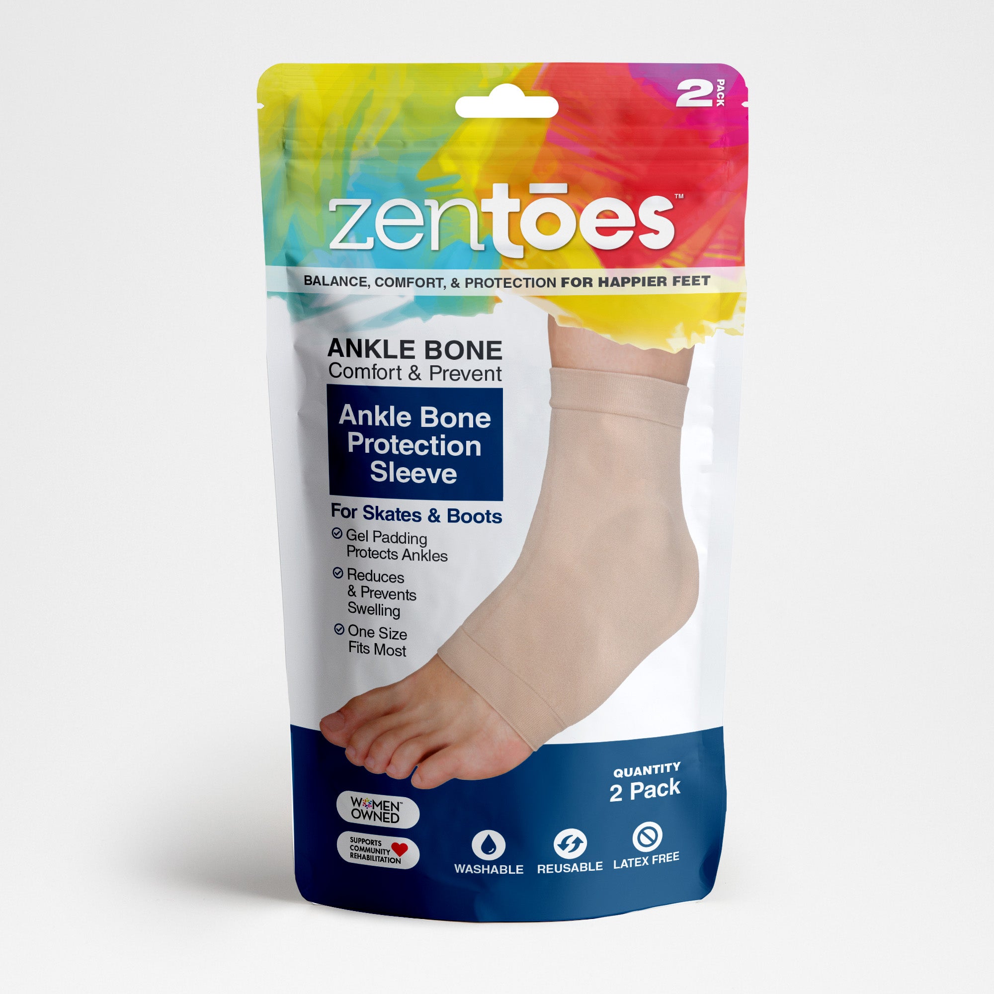 Ankle Bone Protection Sleeves with Gel Pads - 1 Pair - ZenToes