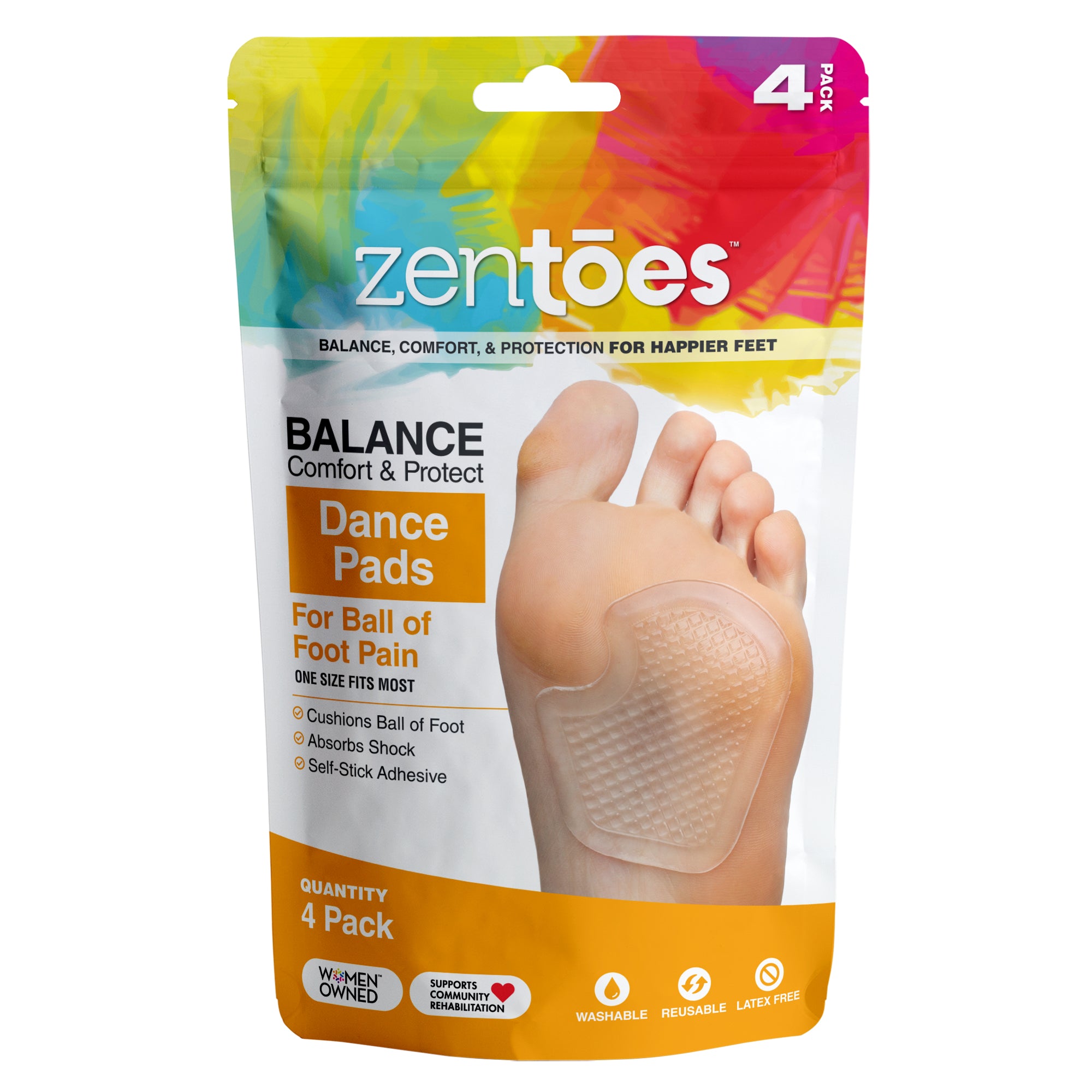 Repositionable Gel Pads for Ball of Foot - 4 Pack - ZenToes