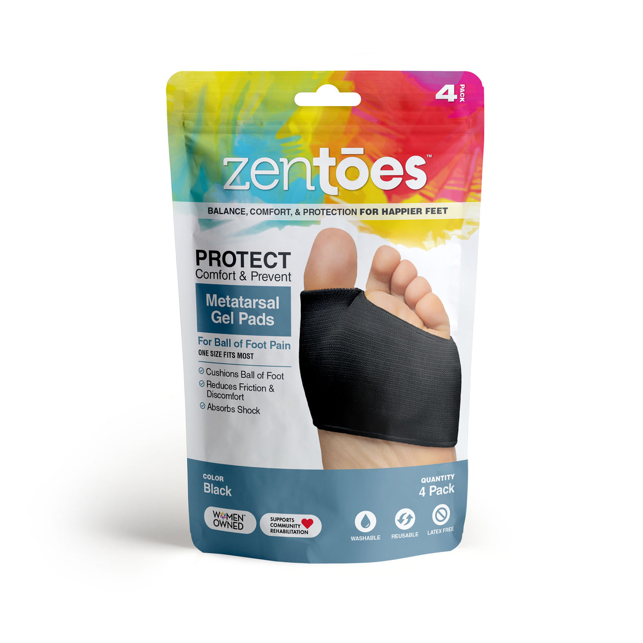 Fabric Metatarsal Sleeve with Sole Cushion Gel Pads - ZenToes