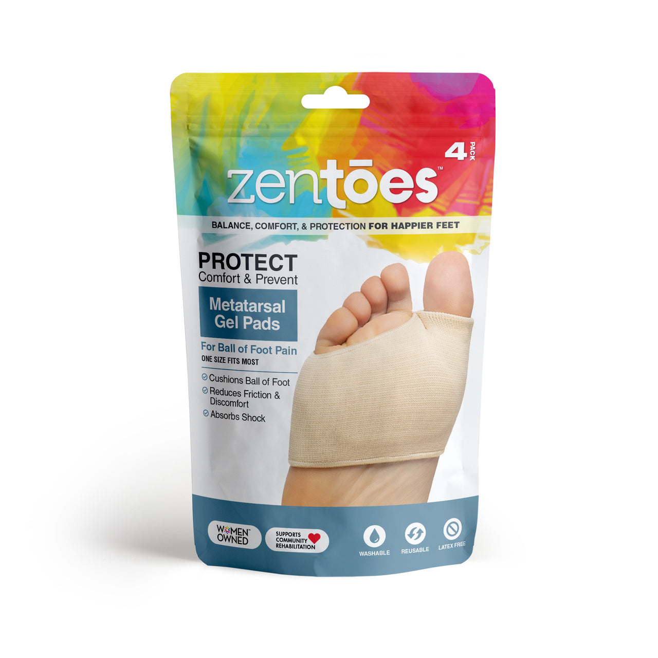 Metatarsal Sleeves with Gel Pads - 2 Pairs - ZenToes