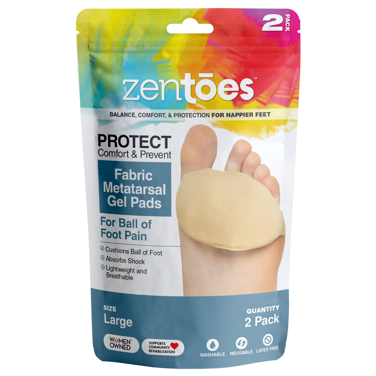 Fabric Metatarsal Sleeves with Gel Pads - 1 Pair - ZenToes