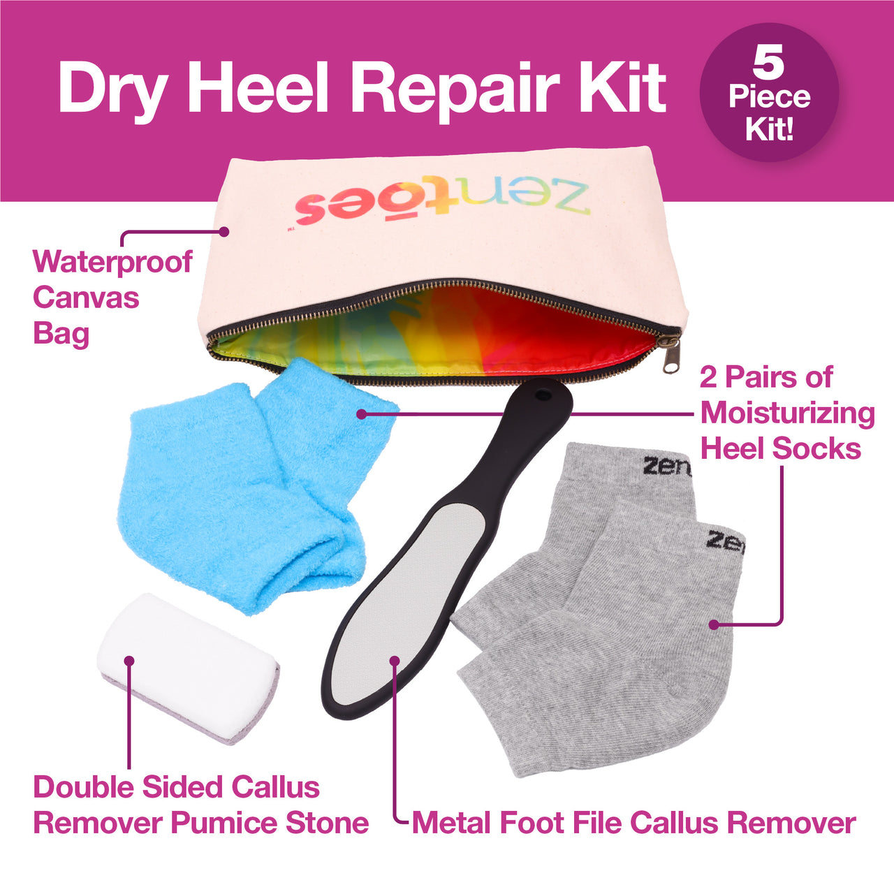 ZenToes Dry Heel Repair Kit - 5 Piece - ZenToes