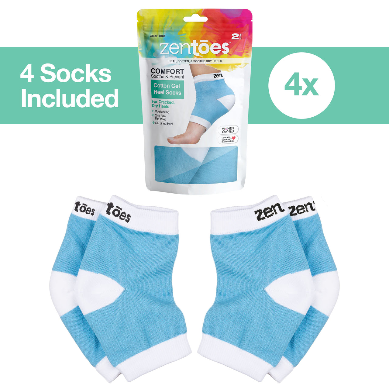 Moisturizing Gel Heel Socks - Cotton - ZenToes