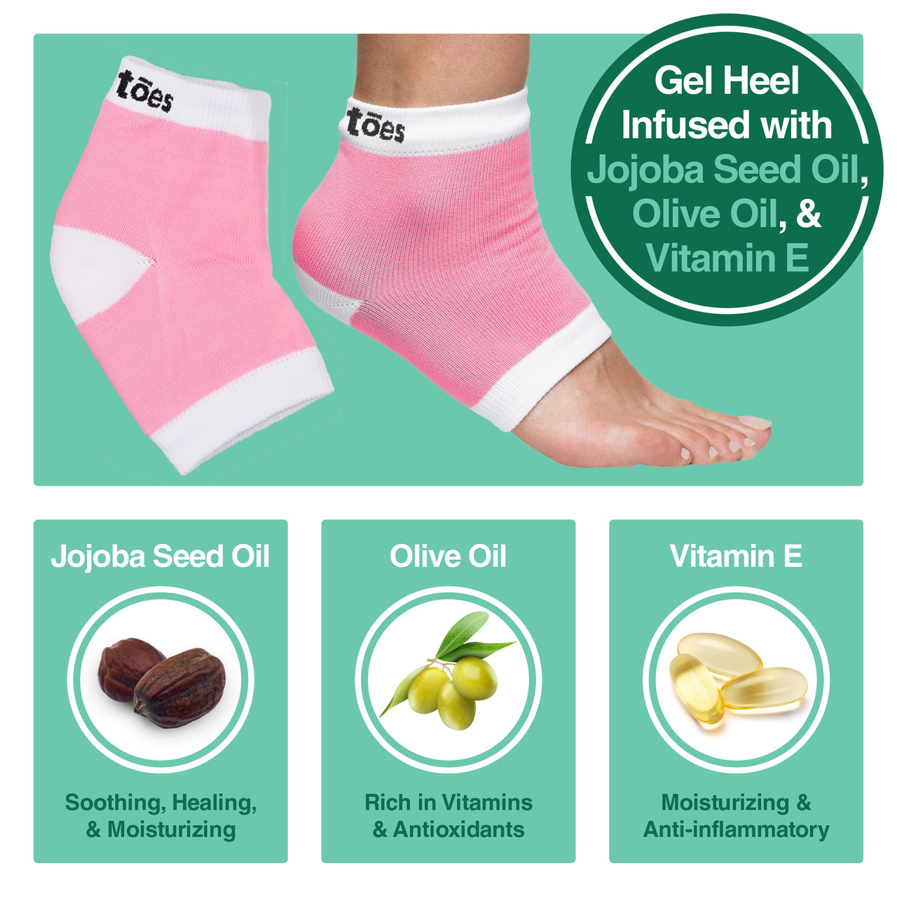 Moisturizing Gel Heel Socks - Cotton - ZenToes