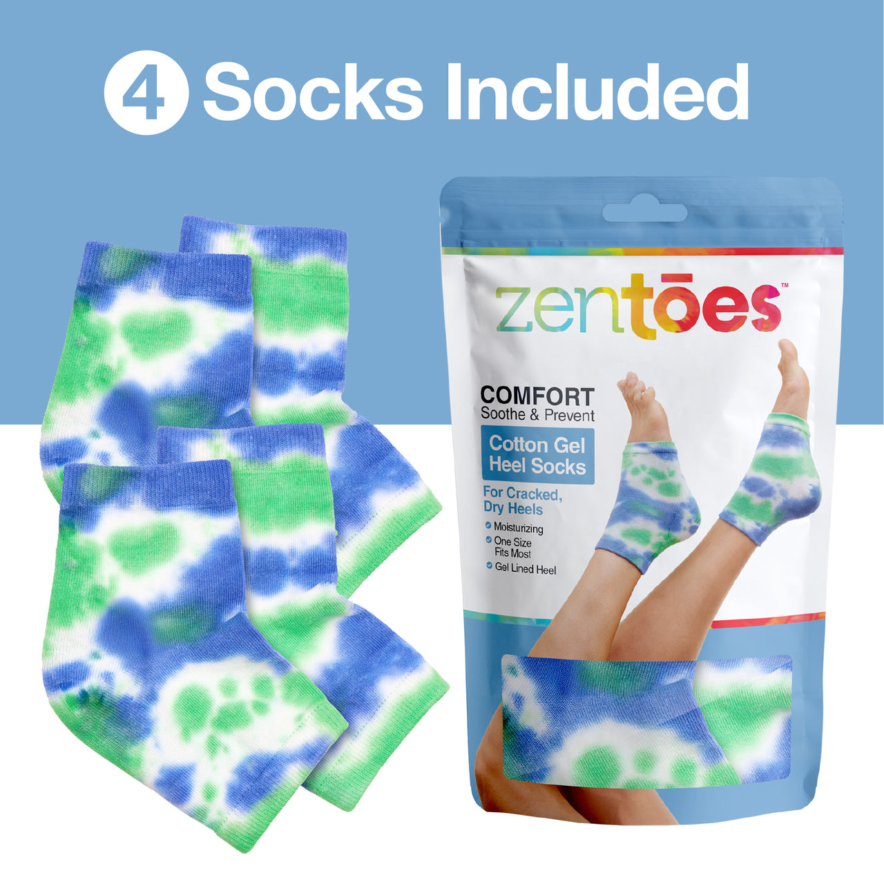 Moisturizing Gel Heel Socks - Tie Dye - ZenToes