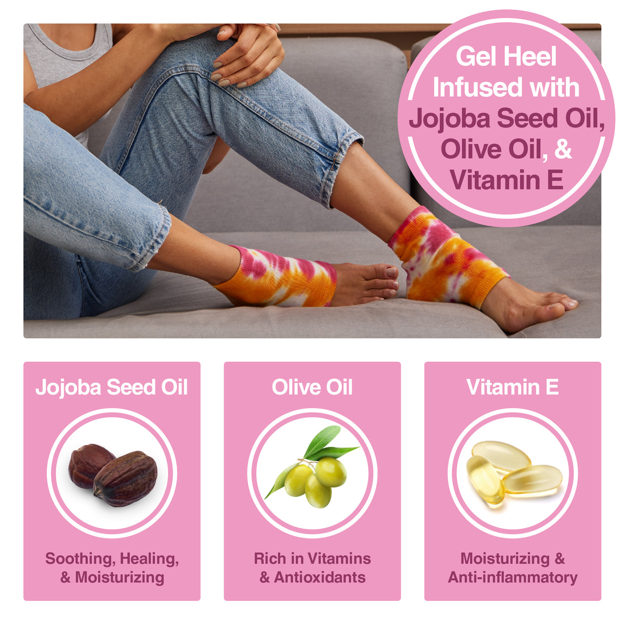 Moisturizing Gel Heel Socks - Tie Dye - ZenToes