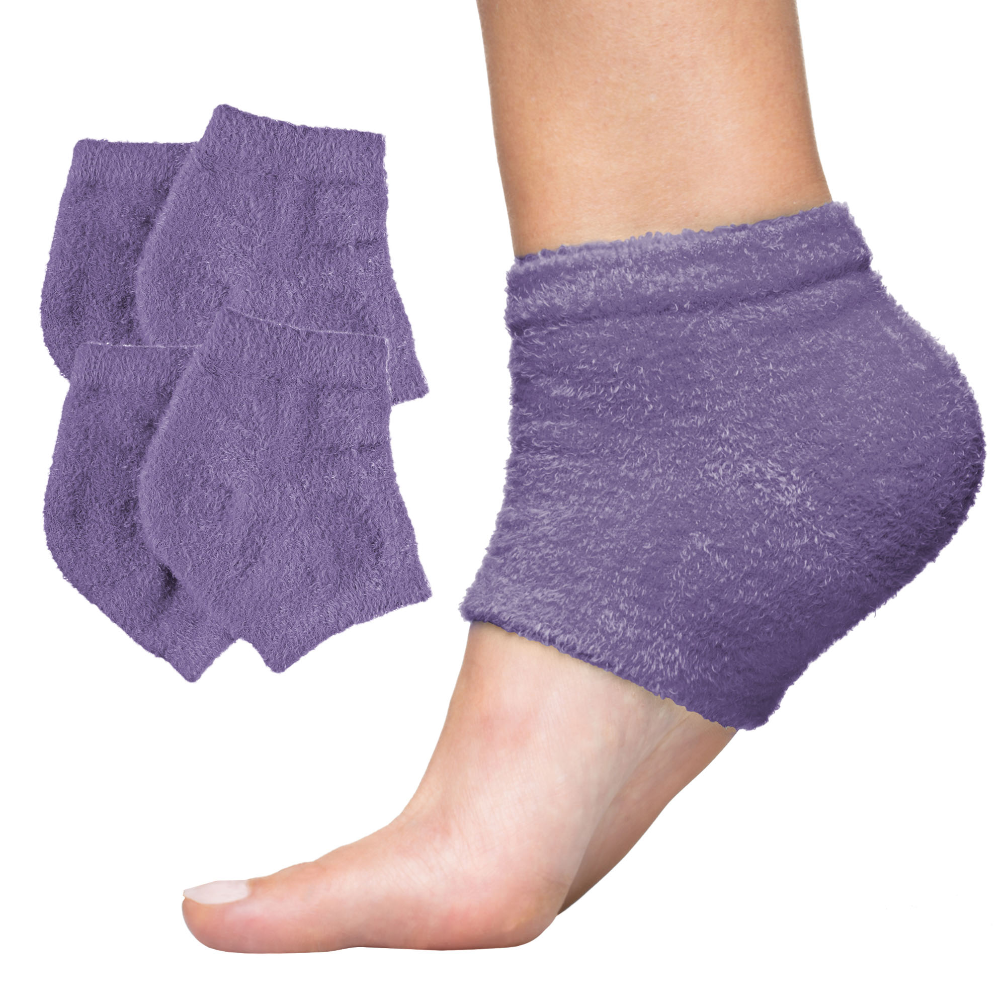 Fuzzy Moisturizing Heel Socks with Gel Treat Dry Cracked Heels