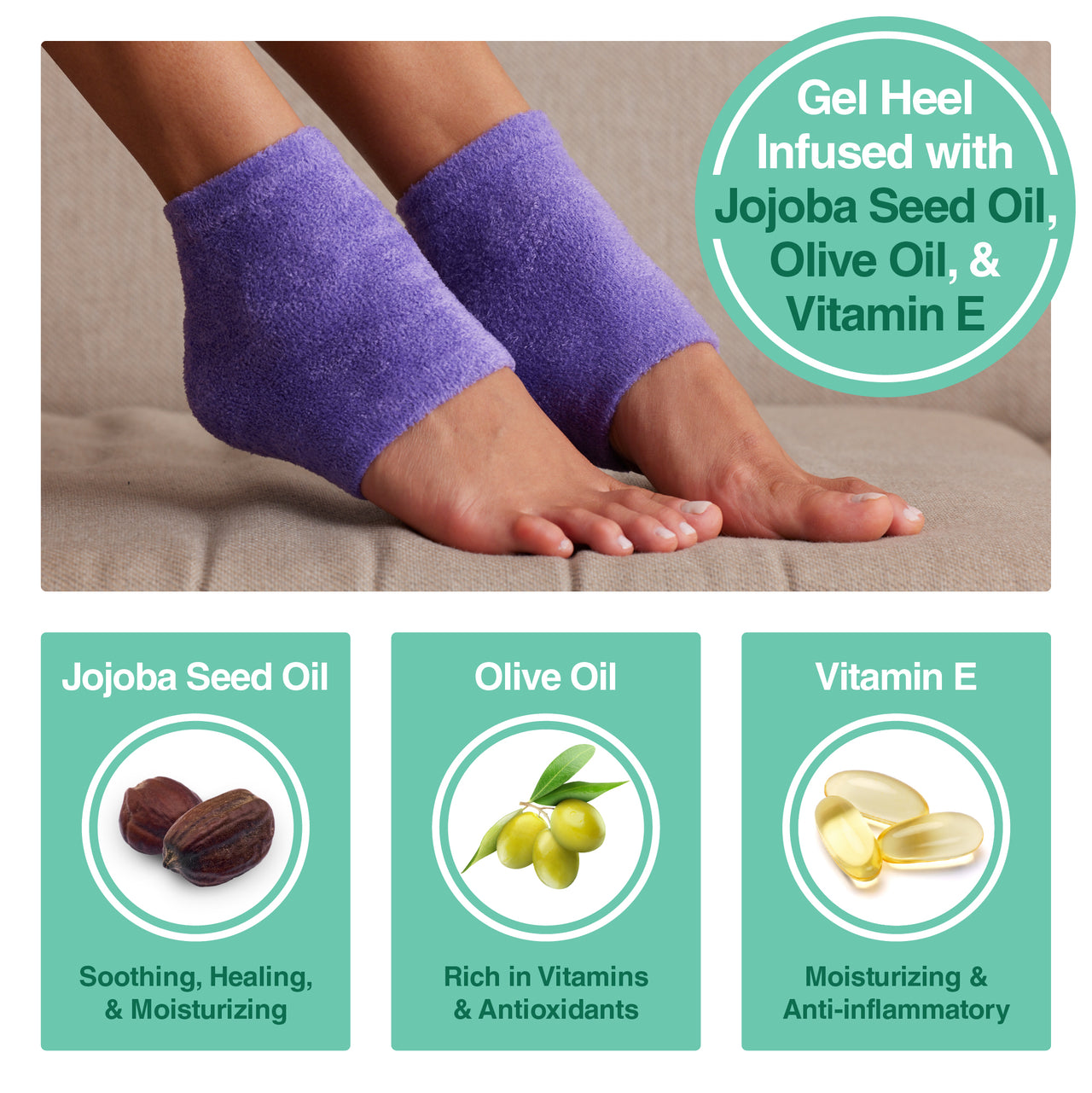 Moisturizing Gel Heel Socks - Fuzzy - ZenToes