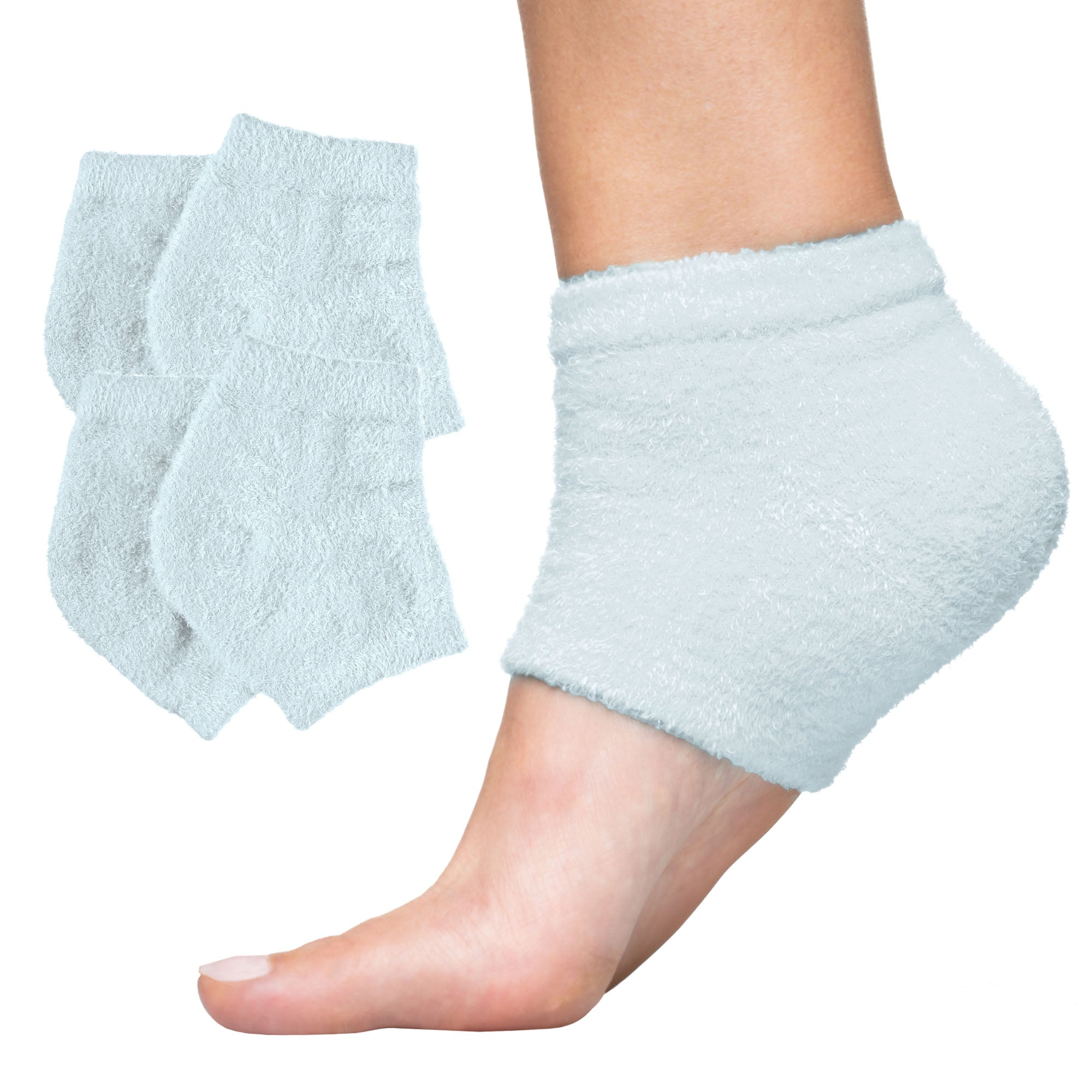 Nado Care 4 Pairs Heels Moisturizing Socks for Dry Cracked Heels Repair -  Moisturizing Gel Heel Sleeves Open Toe Comfy Socks Day Night - Pink, Blue