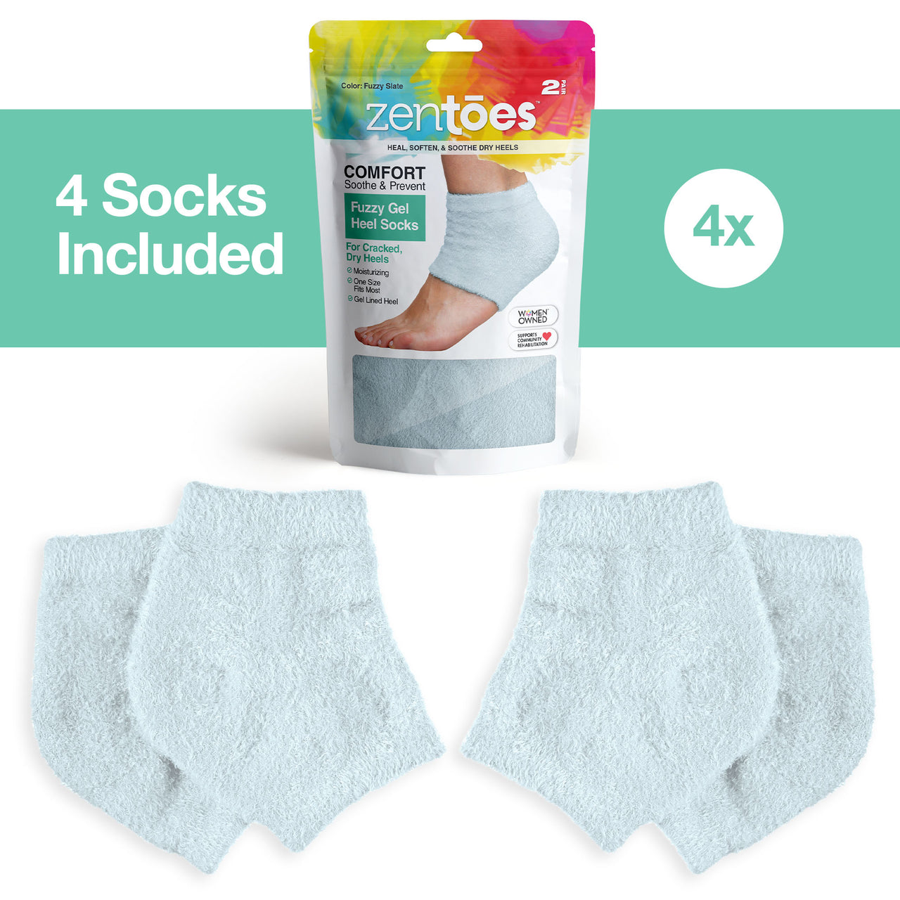 Moisturizing Gel Heel Socks - Fuzzy - ZenToes