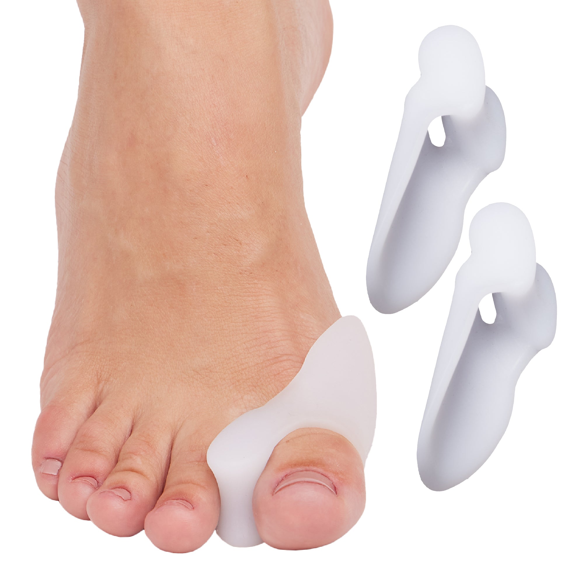 Silicone Toe Spacers for Correct Toe Alignment - 2 Pairs - White
