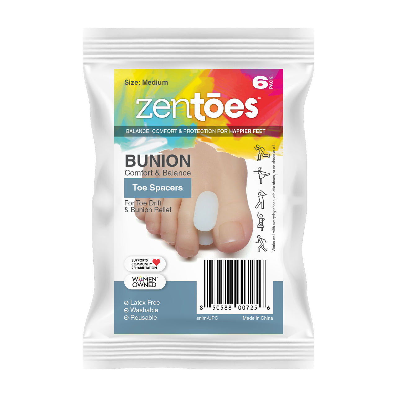 Gel Toe Separators with No Loop - 6 Pack - ZenToes