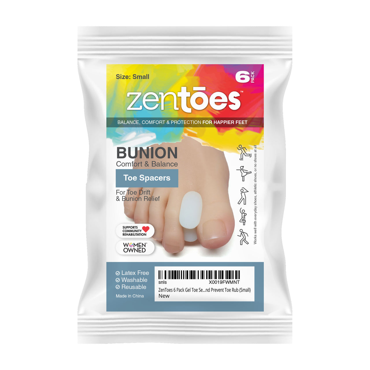 Gel Toe Separators with No Loop - 6 Pack - ZenToes