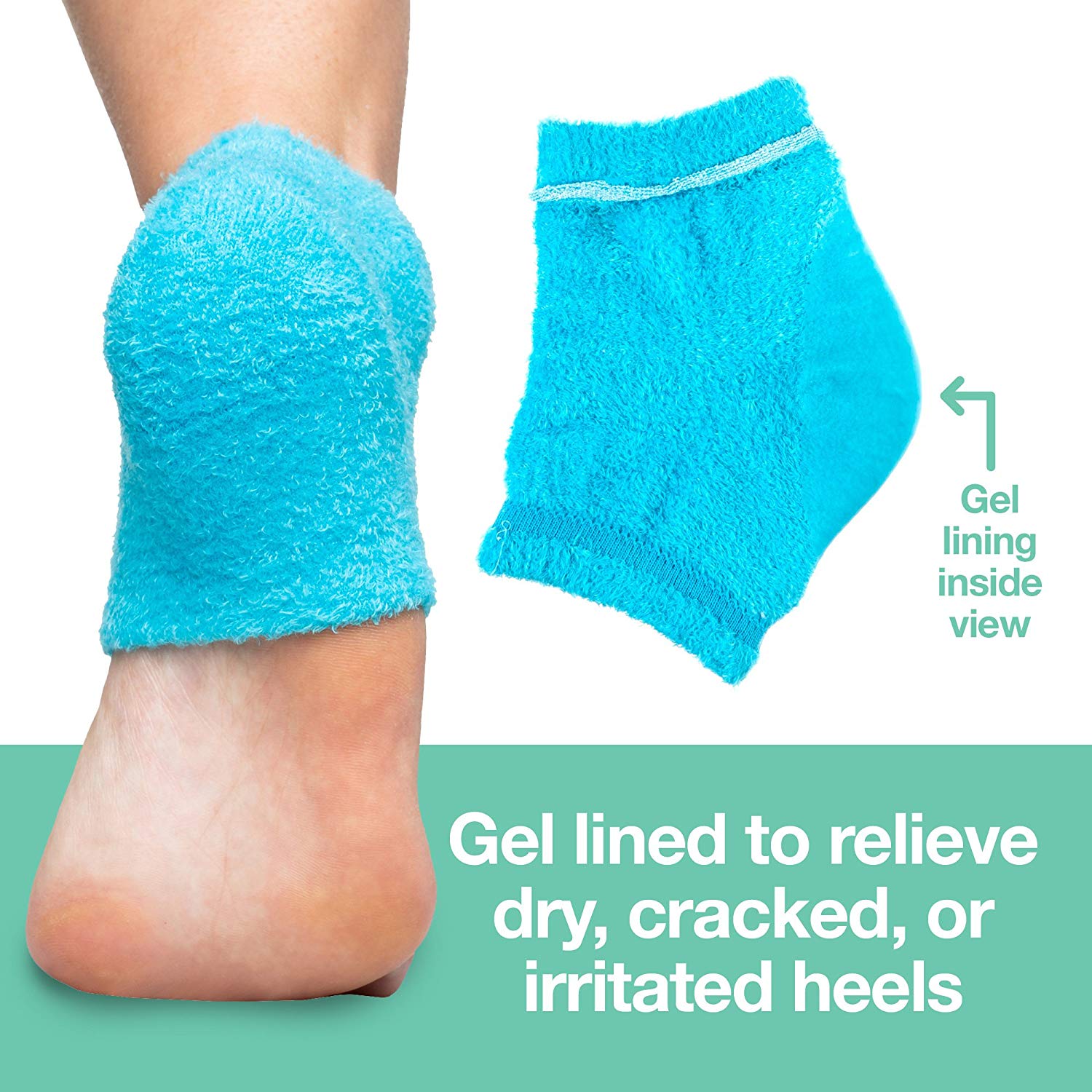 Moisturizing Heel Socks with Gel to Heal Dry Cracked Heels - Fuzzy - ZenToes