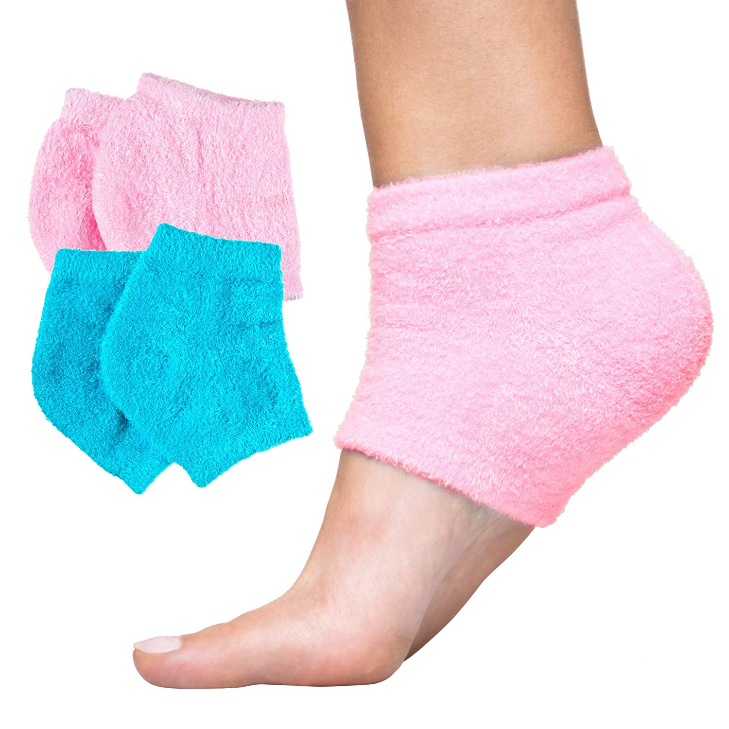 Fuzzy Moisturizing Heel Socks with Gel Treat Dry Cracked Heels