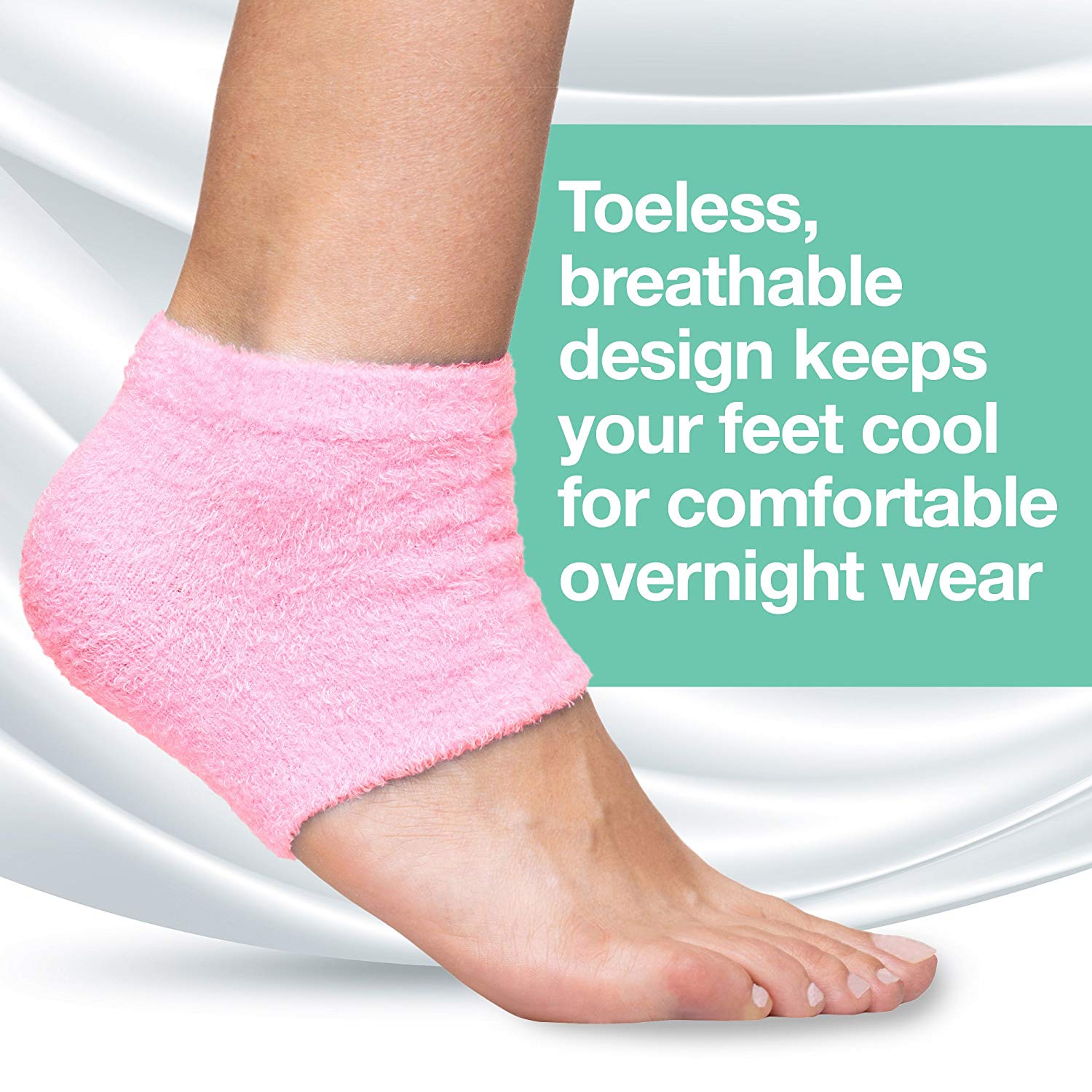 ZenToes Moisturizing Heel Socks 2 Pairs Gel Lined Toeless Spa Socks to Heal  and Treat Dry, Cracked Heels While You Sleep (Regular, Gray)